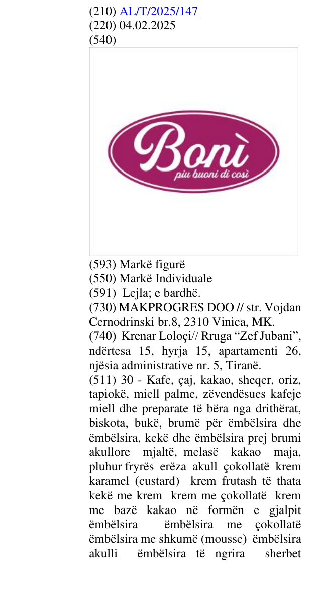 Zëri i markës Boni piu buoni di cosi në buletin