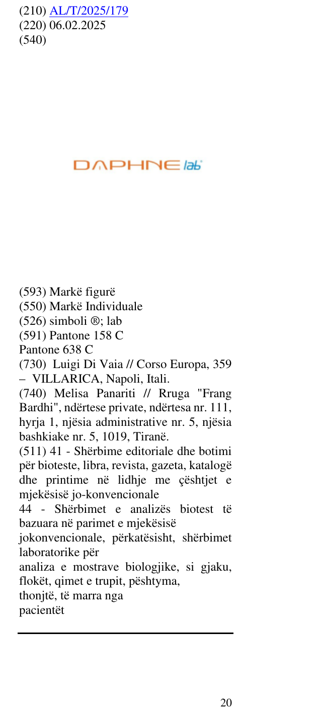 Zëri i markës simboli ®; lab në buletin