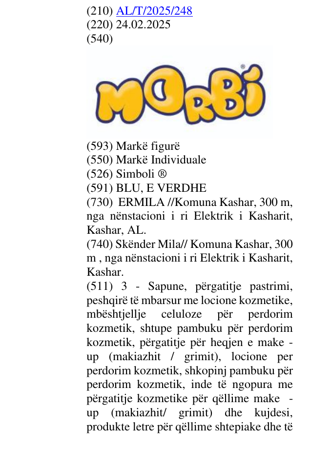 Zëri i markës Simboli ® në buletin