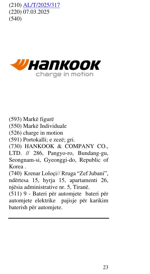 Zëri i markës charge in motion në buletin