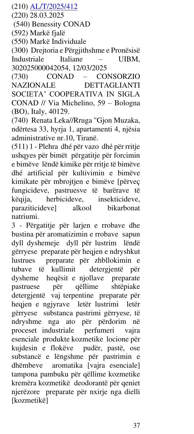 Zëri i markës Benessity CONAD në buletin
