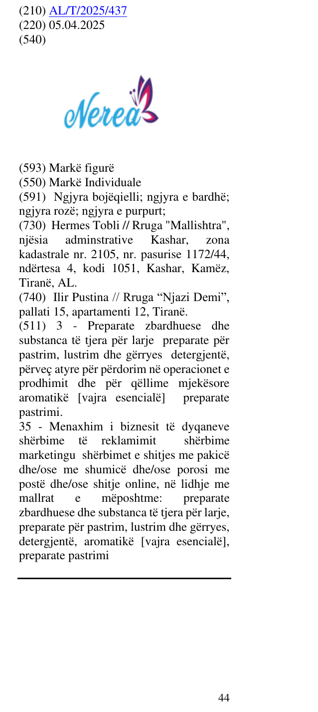 Zëri i markës Nerea në buletin