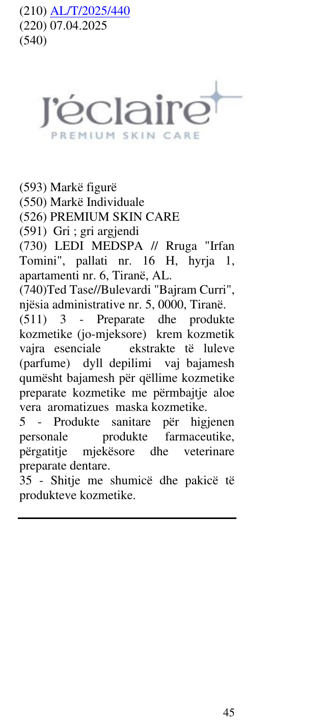 Zëri i markës PREMIUM SKIN CARE në buletin