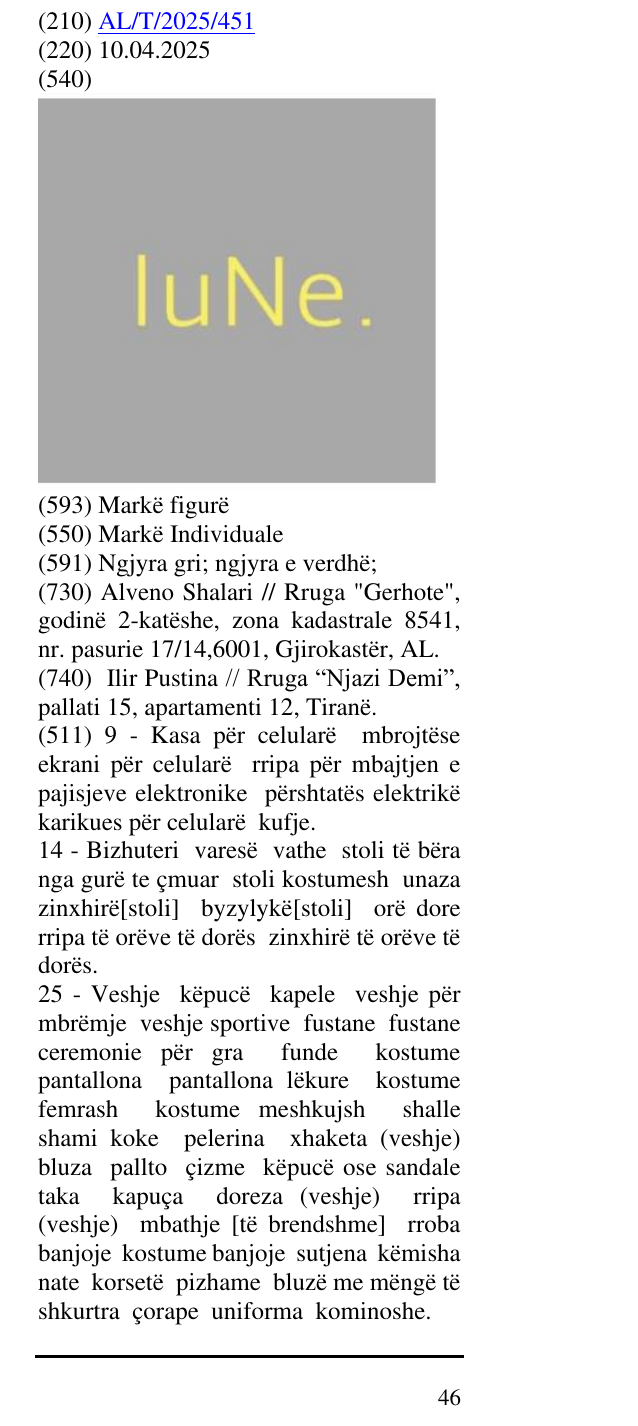 Zëri i markës lune. në buletin