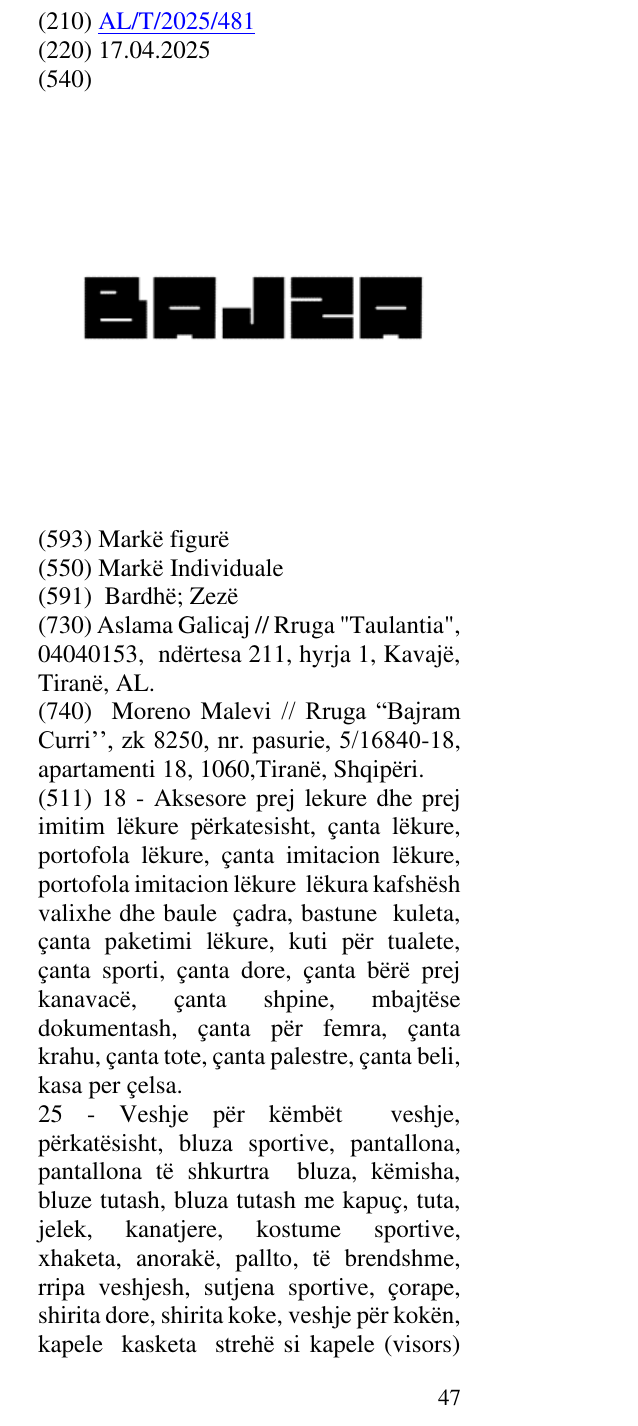 Zëri i markës BAJZA në buletin