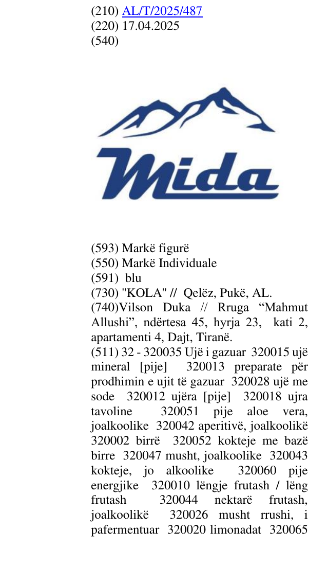 Zëri i markës Mida në buletin