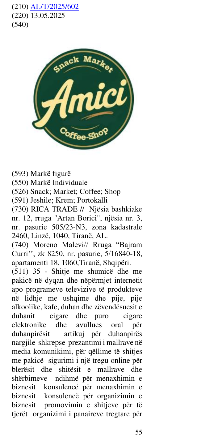 Zëri i markës Snack; Market; Coffee; Shop në buletin