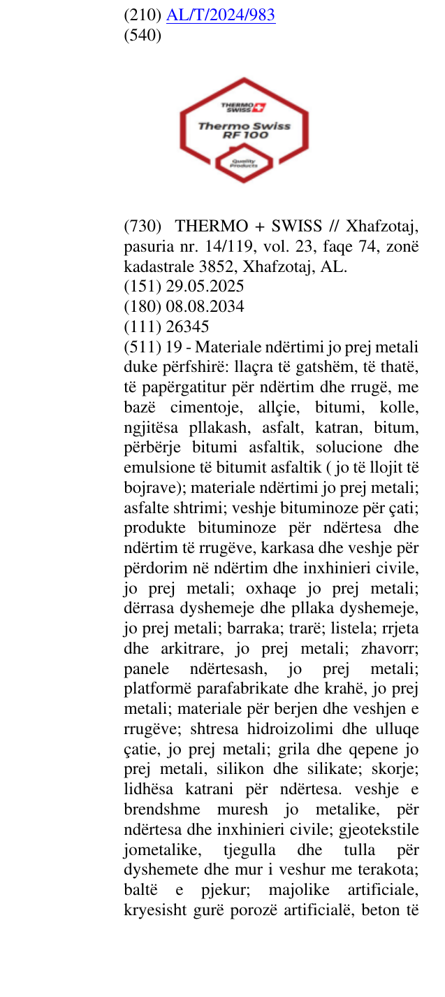 Zëri i markës Quality ; Products; Swiss; Simboli I flamurit te Zvicres në buletin