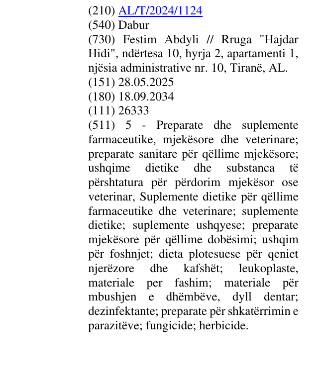 Zëri i markës Dabur në buletin