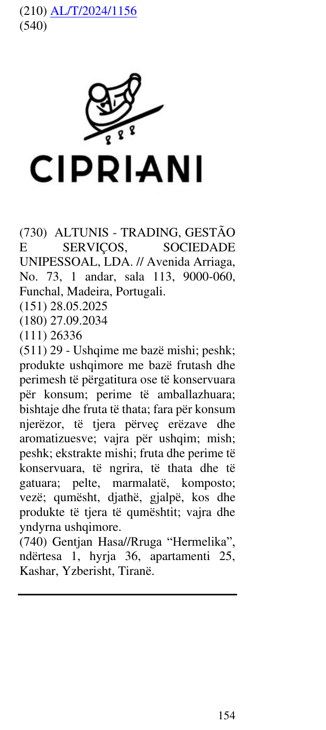Zëri i markës CIPRIANI në buletin
