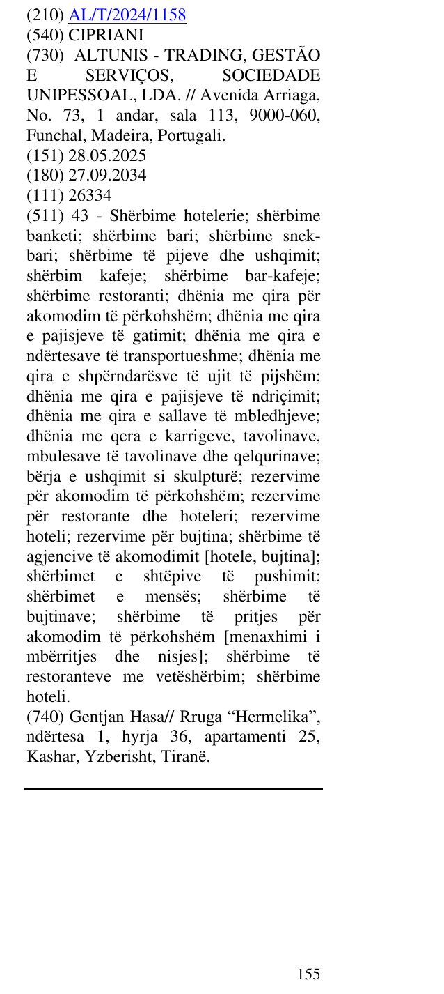 Zëri i markës CIPRIANI në buletin