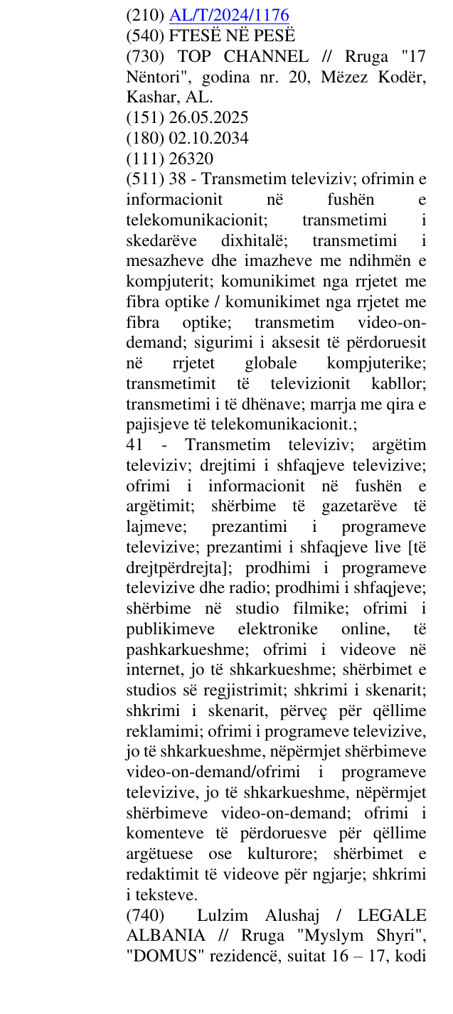 Zëri i markës FTESË NË PESË në buletin