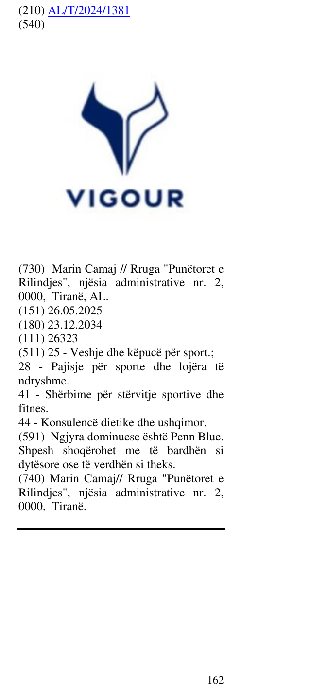 Zëri i markës VIGOUR në buletin