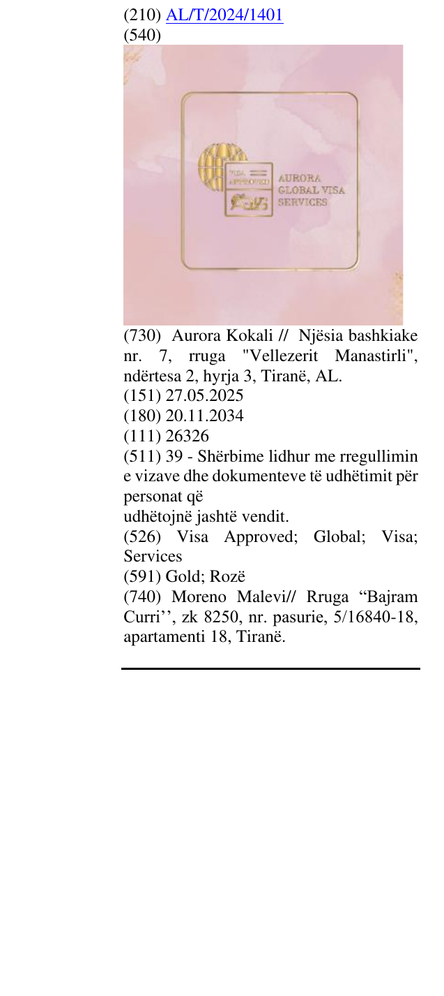 Zëri i markës Visa Approved; Global; Visa; Services në buletin