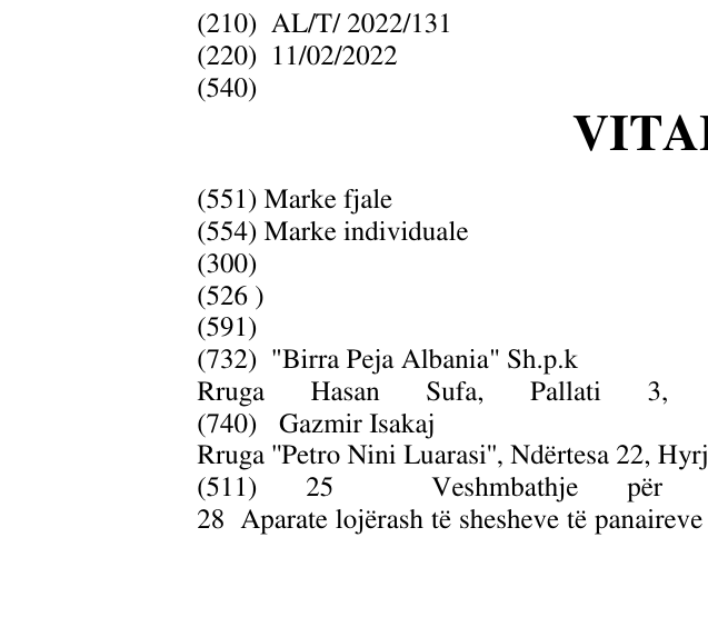 Zëri i markës VITALAND në buletin