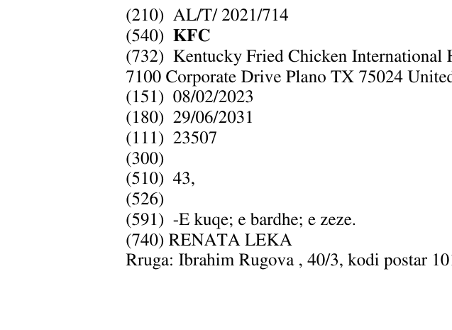 Zëri i markës KFC në buletin