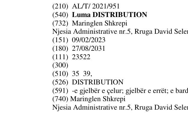 Zëri i markës Luma DISTRIBUTION në buletin