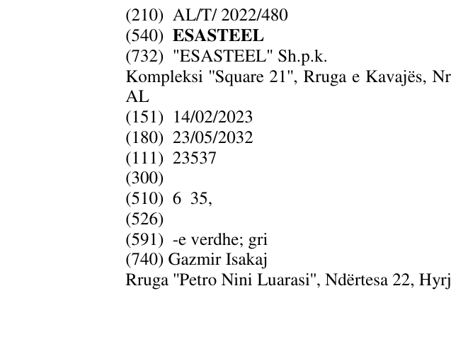 Zëri i markës ESASTEEL në buletin