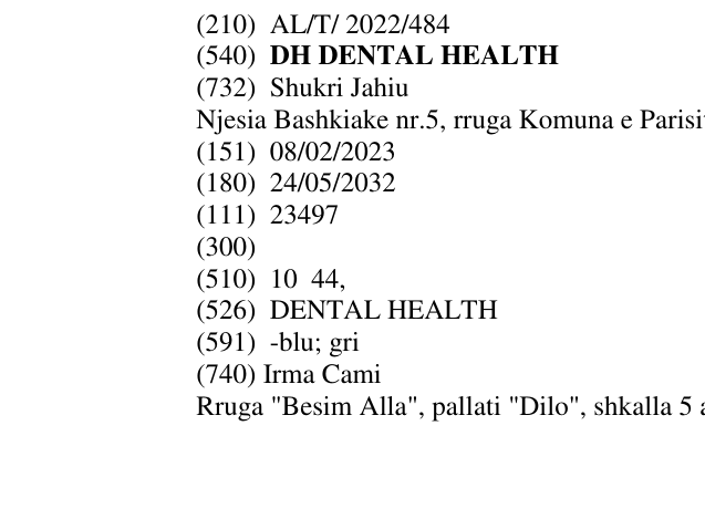Zëri i markës DH DENTAL HEALTH në buletin