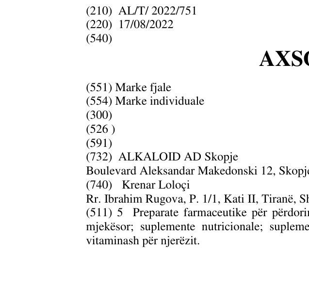 Zëri i markës AXSOZIL në buletin