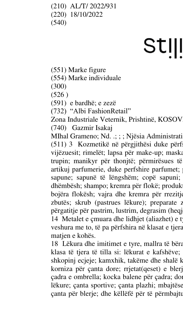 Zëri i markës STILIUM në buletin