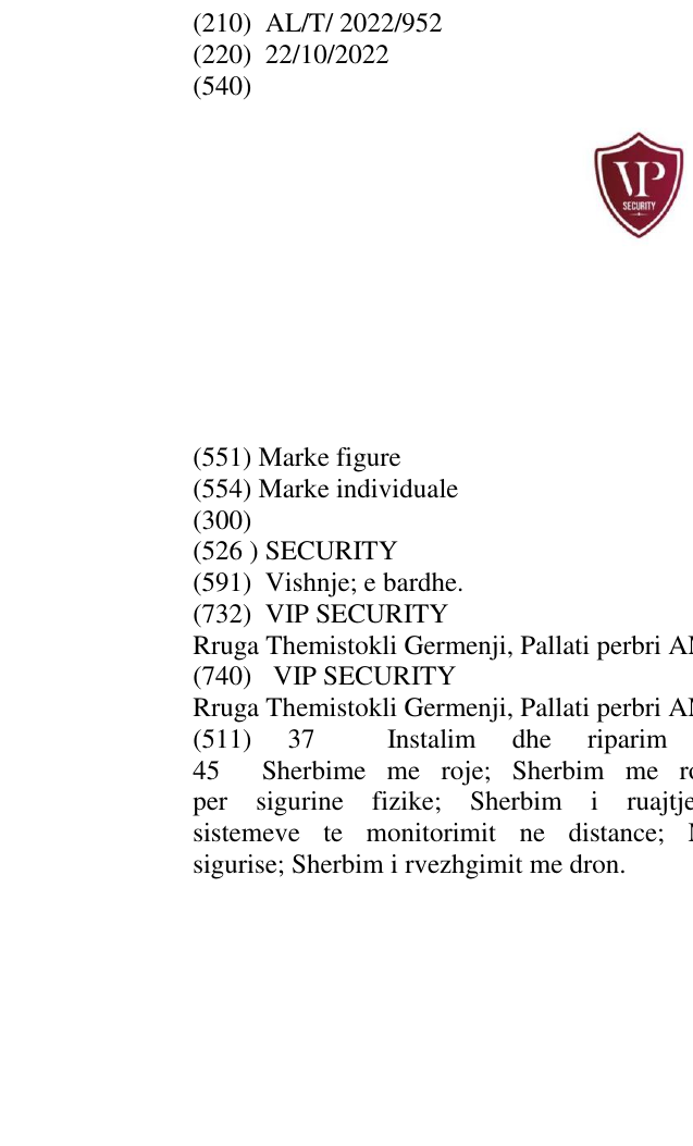 Zëri i markës SECURITY në buletin