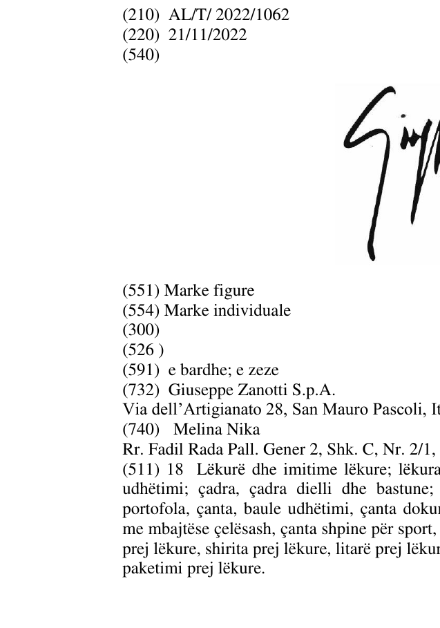 Zëri i markës Giuseppe në buletin