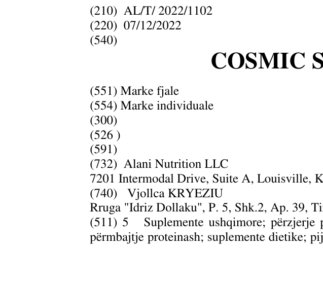 Zëri i markës COSMIC STARDUST në buletin