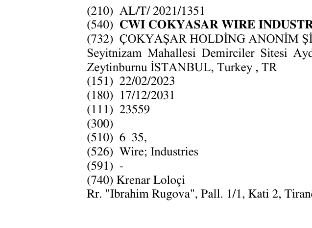 Zëri i markës CWI COKYASAR WIRE INDUSTRIES në buletin