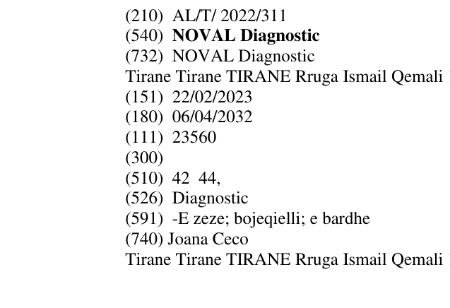 Zëri i markës NOVAL Diagnostic në buletin
