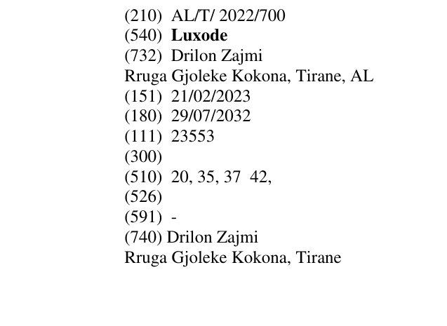Zëri i markës Luxode në buletin