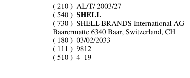 Zëri i markës SHELL në buletin