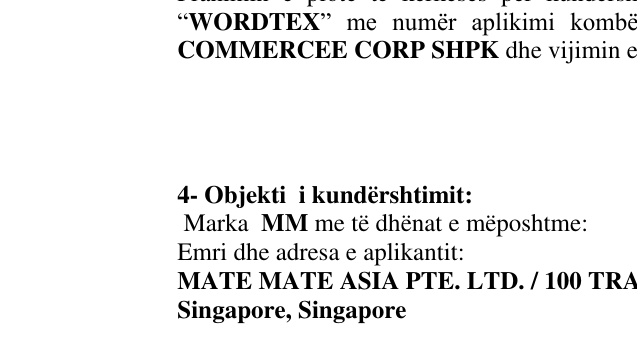 Zëri i markës WORDTEX në buletin