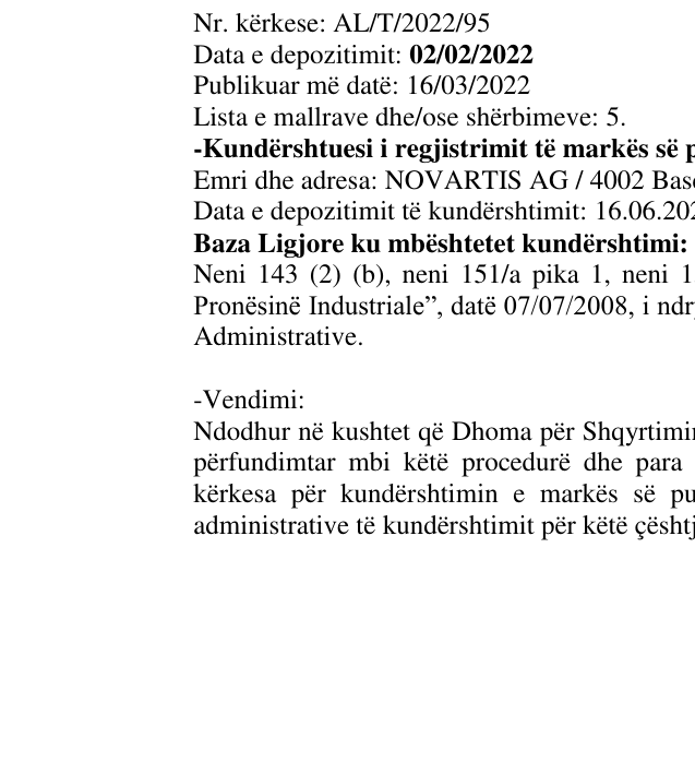 Zëri i markës MAZENID në buletin