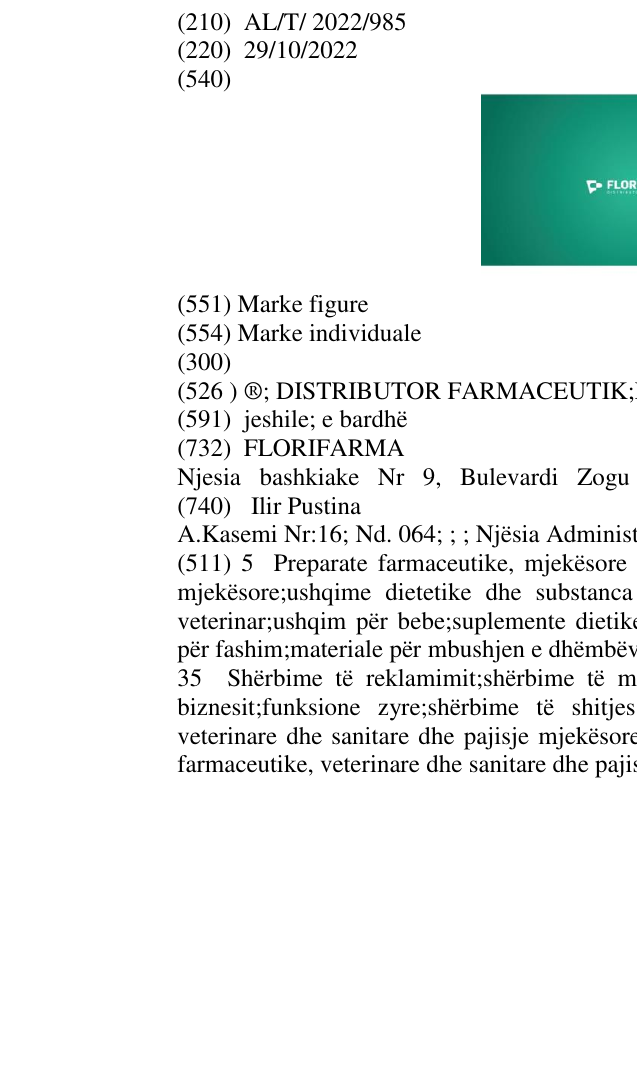 Zëri i markës ®; DISTRIBUTOR FARMACEUTIK;FARMA në buletin