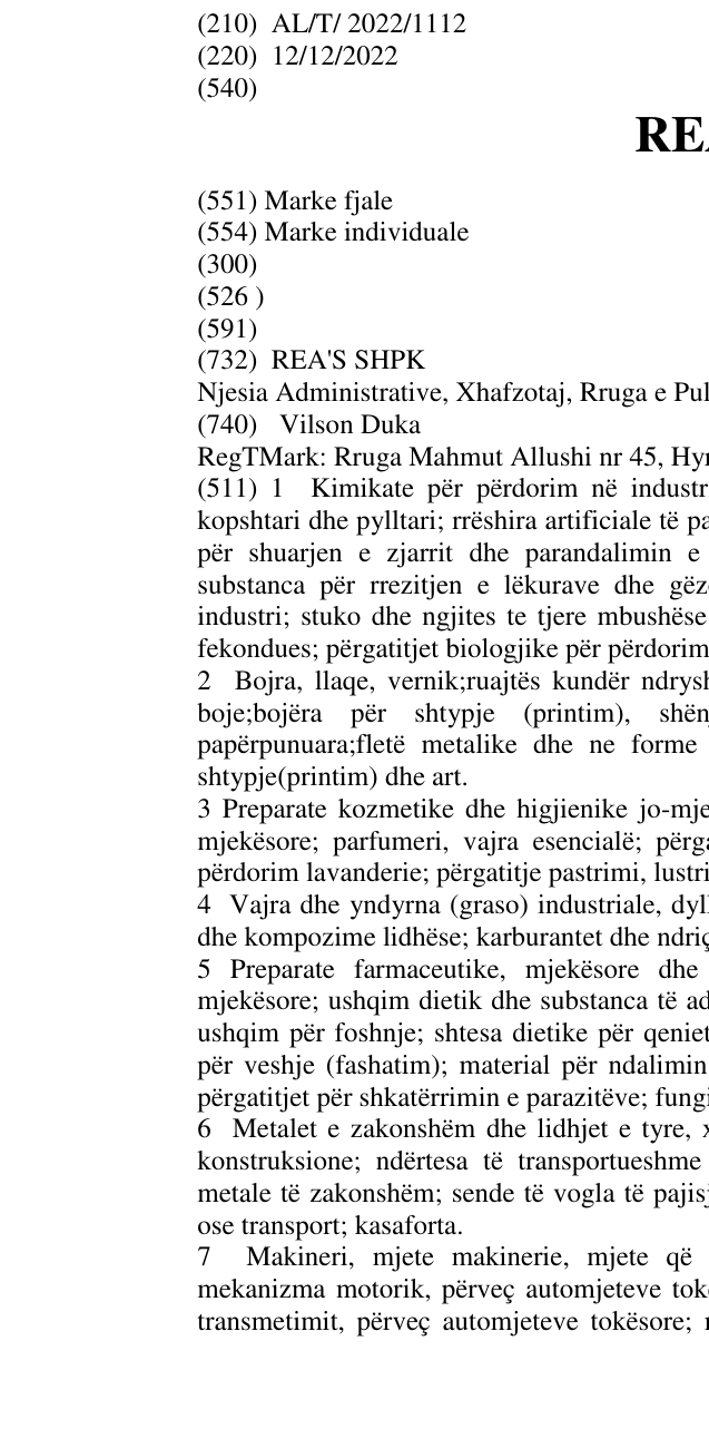 Zëri i markës REA'S në buletin