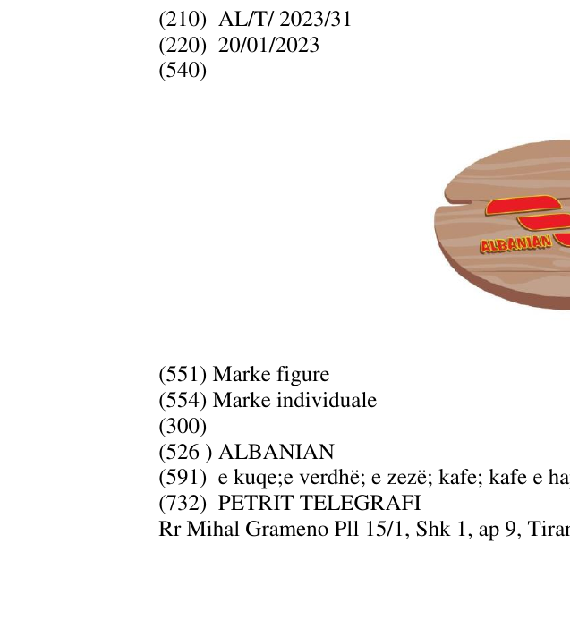 Zëri i markës ALBANIAN në buletin