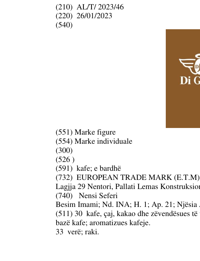 Zëri i markës Di Gioia në buletin