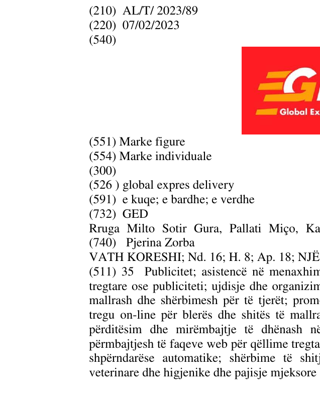 Zëri i markës global expres delivery në buletin