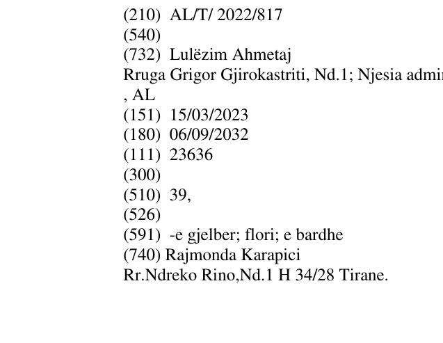 Zëri i markës AL/T/2022/817 në buletin