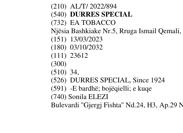 Zëri i markës DURRES SPECIAL në buletin