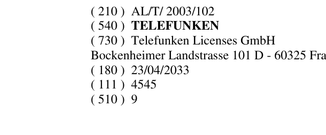 Zëri i markës TELEFUNKEN në buletin