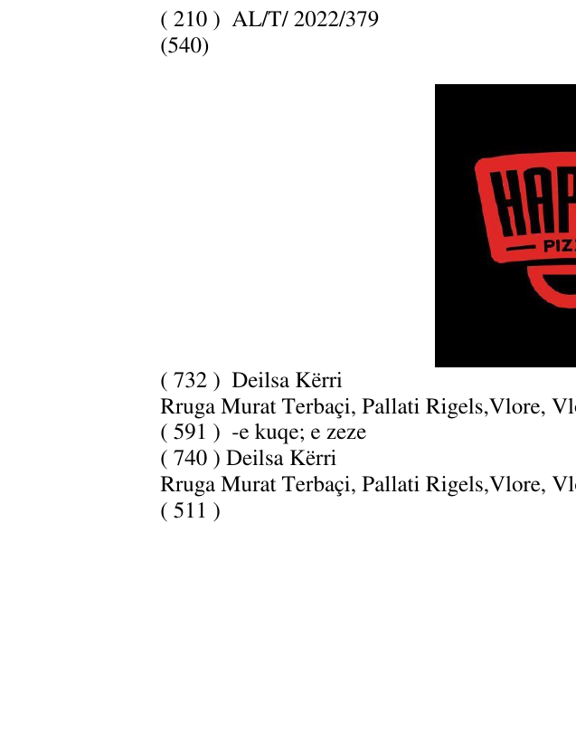 Zëri i markës HAPPY PIZZA në buletin
