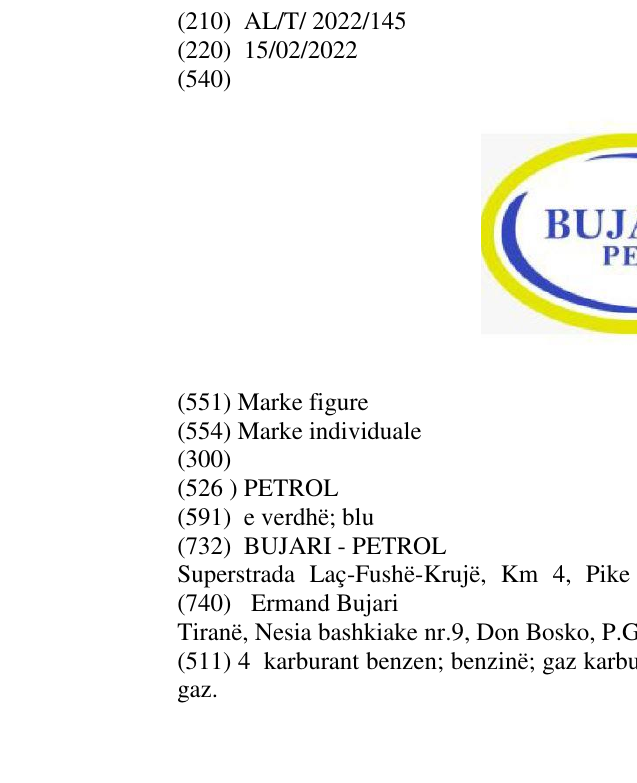 Zëri i markës PETROL në buletin