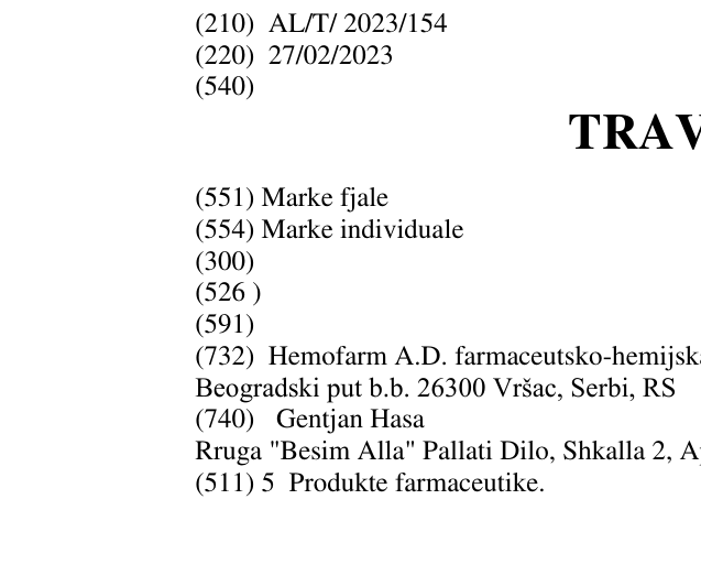 Zëri i markës TRAVISCO në buletin