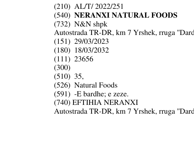 Zëri i markës NERANXI NATURAL FOODS në buletin