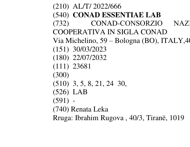 Zëri i markës CONAD ESSENTIAE LAB në buletin