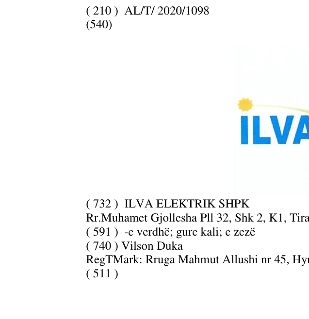 Zëri i markës ILVA ELEKTRIK në buletin