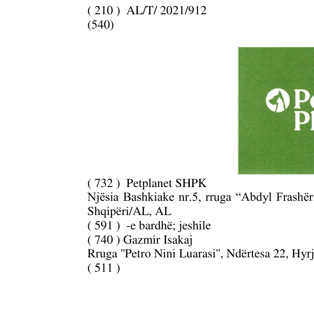 Zëri i markës PET PLANET në buletin