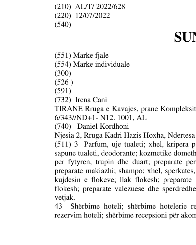 Zëri i markës SUNIR në buletin